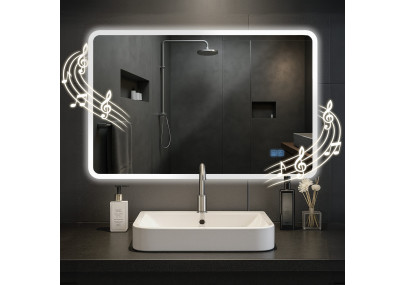 Miroir de salle de bain Jericho 70x100 avec Bluetooth et verre transparent