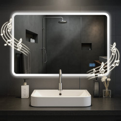 Specchio da bagno Jericho 70x100 con Bluetooth e vetro trasparente