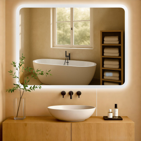 Specchio da bagno Jericho 70x100 senza Bluetooth, vetro trasparente