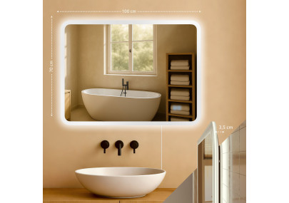 Specchio da bagno Jericho 70x100 senza Bluetooth, vetro trasparente