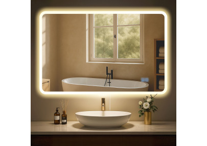 Specchio da bagno Jericho 70x100 senza Bluetooth, vetro trasparente