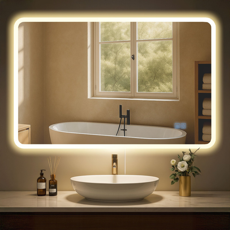 Specchio da bagno Jericho 70x100 senza Bluetooth, vetro trasparente