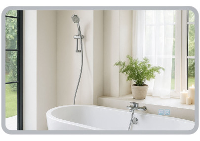 Miroir de salle de bain Jericho 70x100 sans Bluetooth, verre transparent