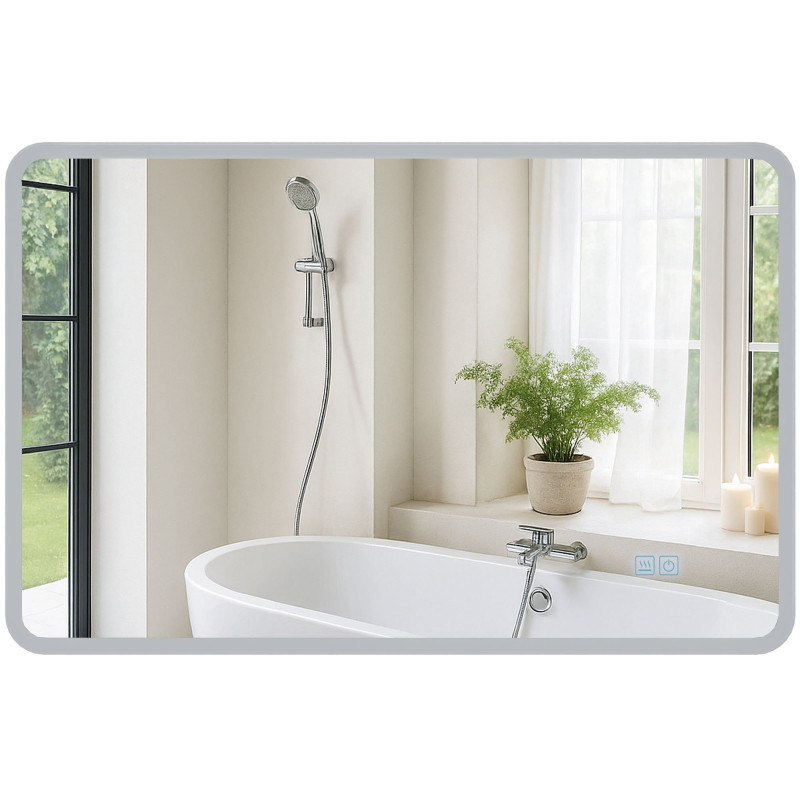 Specchio da bagno Jericho 70x100 senza Bluetooth, vetro trasparente