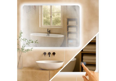 Miroir de salle de bain Jericho 70x100 sans Bluetooth, verre transparent