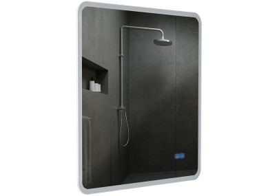 Miroir de salle de bain Jericho 80x80 avec Bluetooth et verre transparent