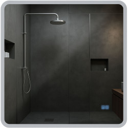 Miroir de salle de bain Jericho 80x80 avec Bluetooth et verre transparent