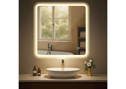 Specchio da bagno Jericho 80x80 senza Bluetooth, vetro trasparente