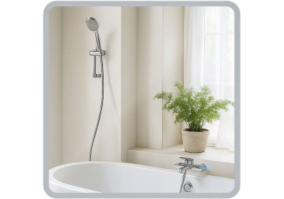 Miroir de salle de bain Jericho 80x80 sans Bluetooth, verre transparent