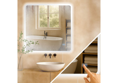 Specchio da bagno Jericho 80x80 senza Bluetooth, vetro trasparente