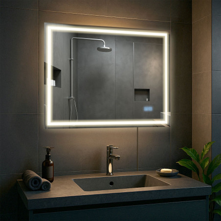 Specchio da bagno Jaffrey 60x80 con Bluetooth e vetro trasparente