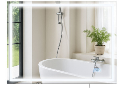 Miroir de salle de bain Jaffrey 60x80 avec Bluetooth et verre transparent