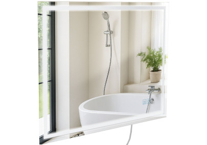 Miroir de salle de bain Jaffrey 60x80 avec Bluetooth et verre transparent