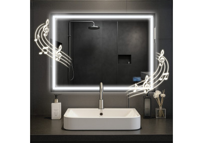 Miroir de salle de bain Jaffrey 60x80 avec Bluetooth et verre transparent