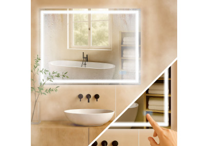 Specchio da bagno Jaffrey 60x80 senza Bluetooth, vetro trasparente