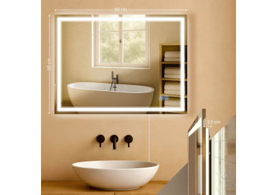 Specchio da bagno Jaffrey 60x80 senza Bluetooth, vetro trasparente