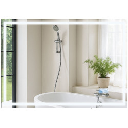 Miroir de salle de bain Jaffrey 70x100 avec Bluetooth et verre transparent