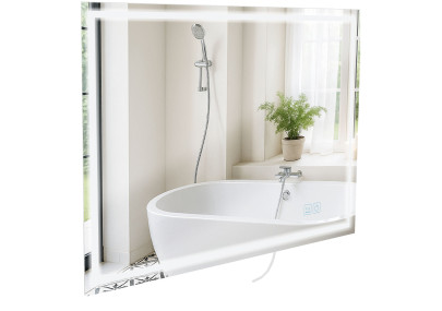Miroir de salle de bain Jaffrey 70x100 avec Bluetooth et verre transparent