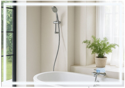 Miroir de salle de bain Jaffrey 70x100 sans Bluetooth, verre transparent