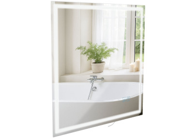 Miroir de salle de bain Jaffrey 80x80 avec Bluetooth et verre transparent