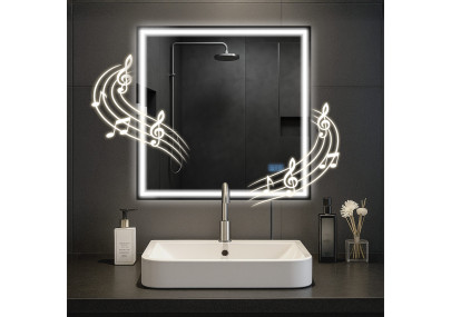 Specchio da bagno Jaffrey 80x80 con Bluetooth e vetro trasparente