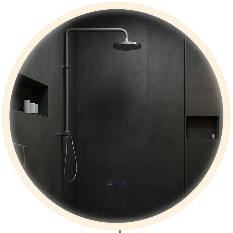 Miroir de salle de bain Laconia 60 avec Bluetooth, verre transparent