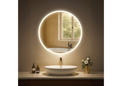 Miroir de salle de bain Laconia 60 avec Bluetooth, verre transparent