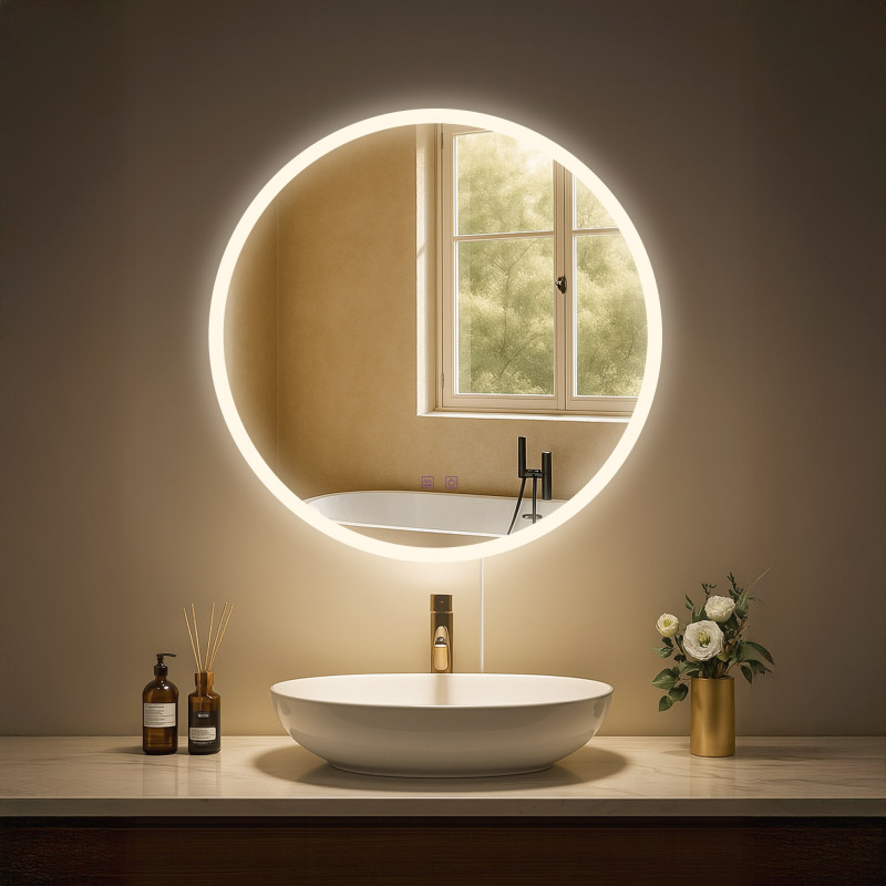 Miroir de salle de bain Laconia 60 avec Bluetooth, verre transparent