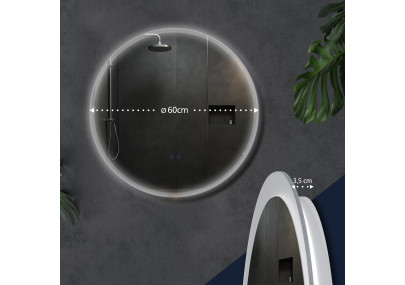 Miroir de salle de bain Laconia 60 avec Bluetooth, verre transparent