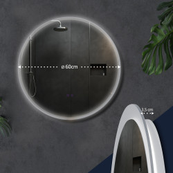 Miroir de salle de bain Laconia 60 avec Bluetooth, verre transparent