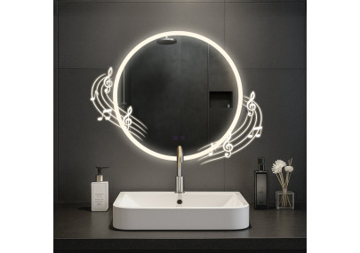 Miroir de salle de bain Laconia 60 avec Bluetooth, verre transparent