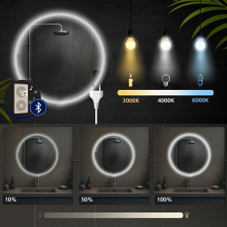 Miroir de salle de bain Laconia 60 avec Bluetooth, verre transparent