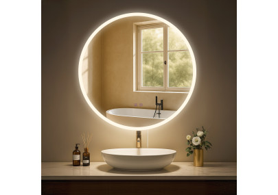 Miroir de salle de bain Laconia 70 avec Bluetooth, verre transparent