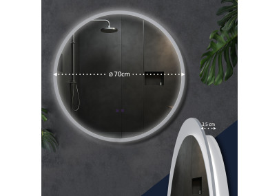 Espejo de baño Laconia 70 con Bluetooth, vidrio transparente