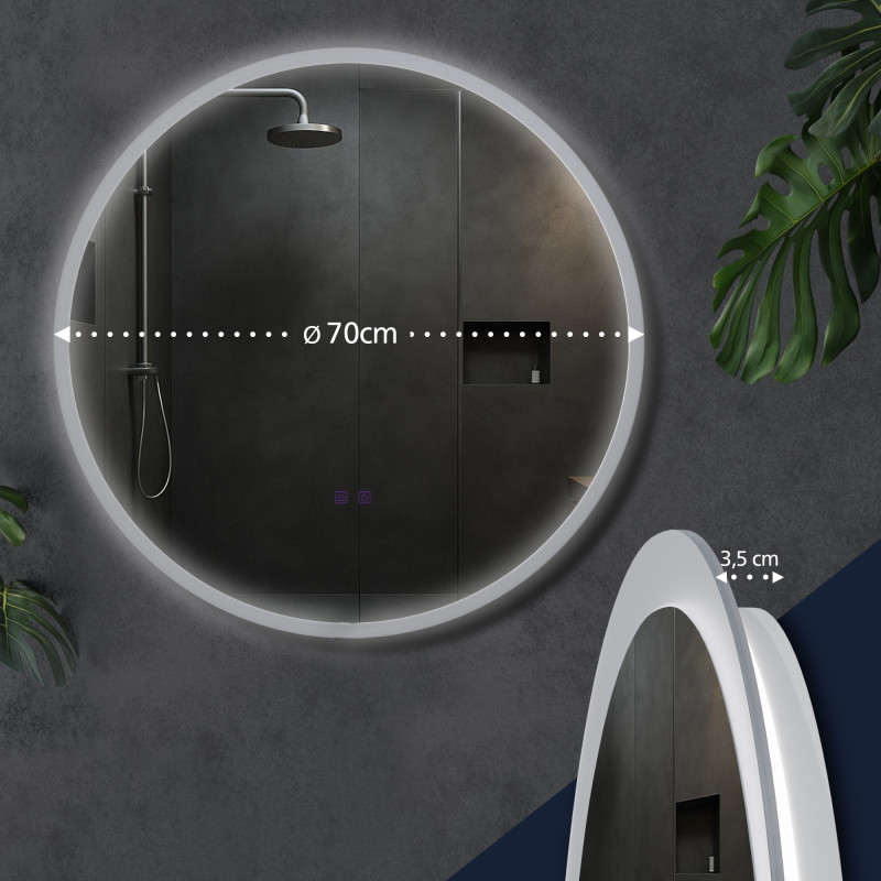 Espejo de baño Laconia 70 con Bluetooth, vidrio transparente