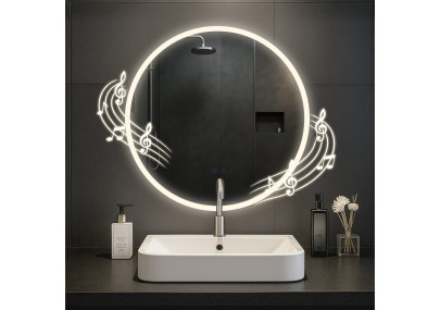 Espejo de baño Laconia 70 con Bluetooth, vidrio transparente