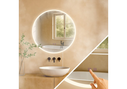 Miroir de salle de bain Laconia 70 sans Bluetooth, verre transparent