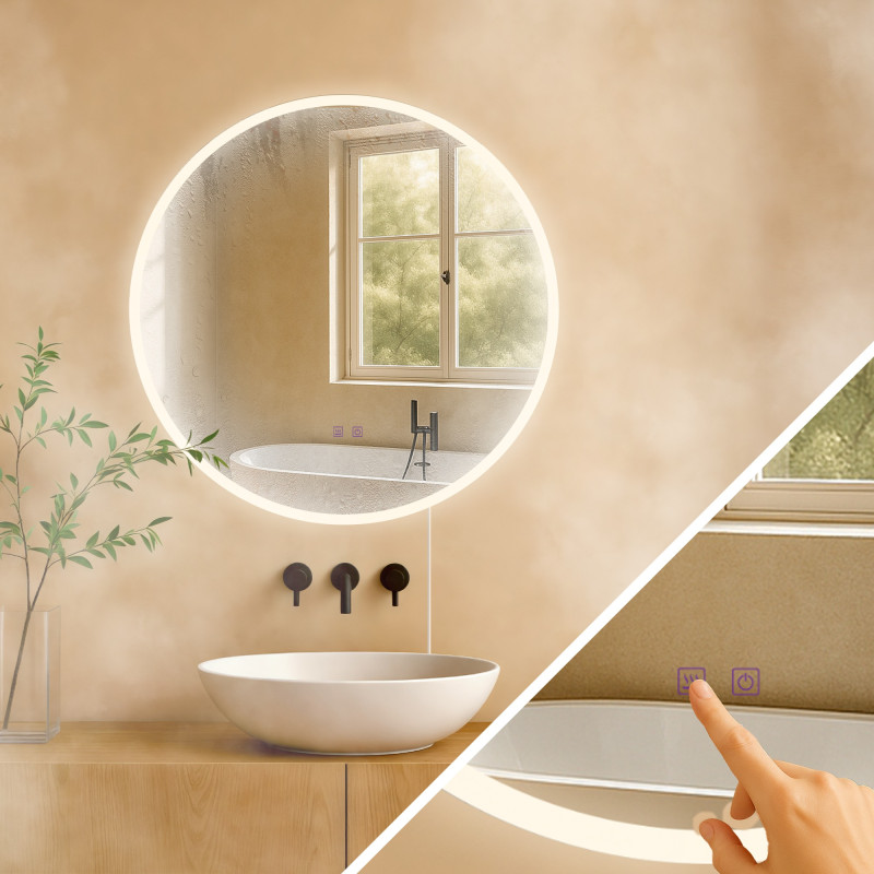 Espejo de baño Laconia 70 sin Bluetooth, vidrio transparente