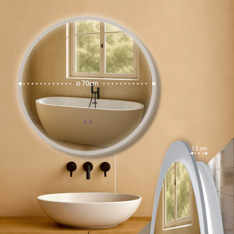 Espejo de baño Laconia 70 sin Bluetooth, vidrio transparente