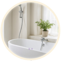 Espejo de baño Laconia 70 sin Bluetooth, vidrio transparente