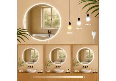 Miroir de salle de bain Laconia 70 sans Bluetooth, verre transparent