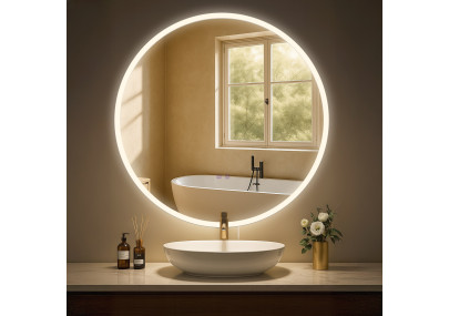 Miroir de salle de bain Laconia 80 avec Bluetooth, verre transparent