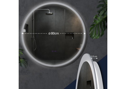 Miroir de salle de bain Laconia 80 avec Bluetooth, verre transparent