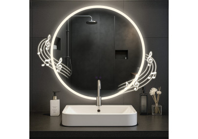 Miroir de salle de bain Laconia 80 avec Bluetooth, verre transparent