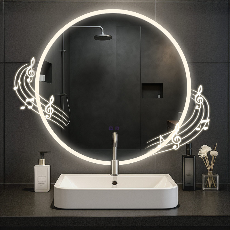 Specchio da bagno Laconia 80 con Bluetooth, vetro trasparente