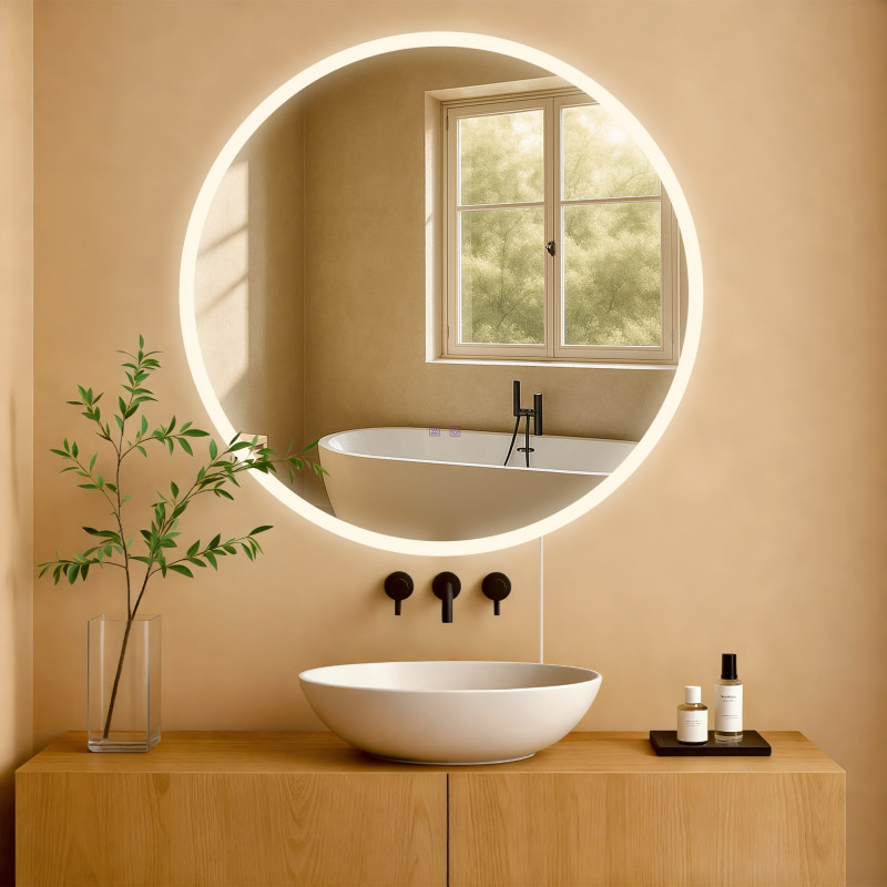 Miroir de salle de bain Laconia 80 sans Bluetooth, en verre transparent