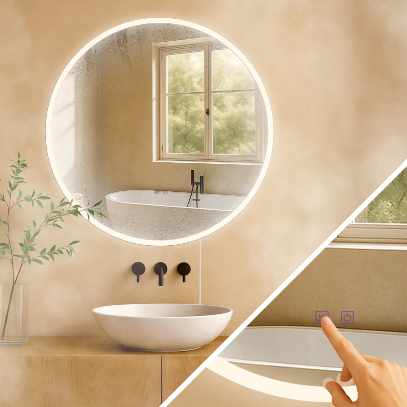 Miroir de salle de bain Laconia 80 sans Bluetooth, en verre transparent