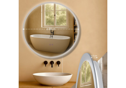 Miroir de salle de bain Laconia 80 sans Bluetooth, en verre transparent