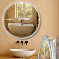 Miroir de salle de bain Laconia 80 sans Bluetooth, en verre transparent
