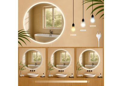 Espejo de baño Laconia 80 sin Bluetooth, en vidrio transparente